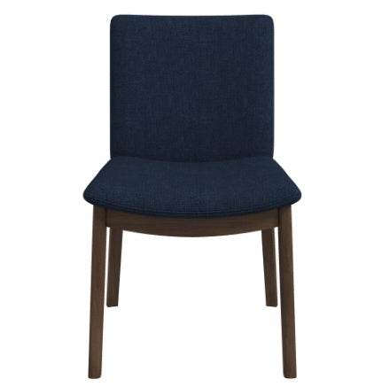 Laura Blue Linen Solid Wood Dining Chair  Set Of 2 Mid-Century Modern Style 