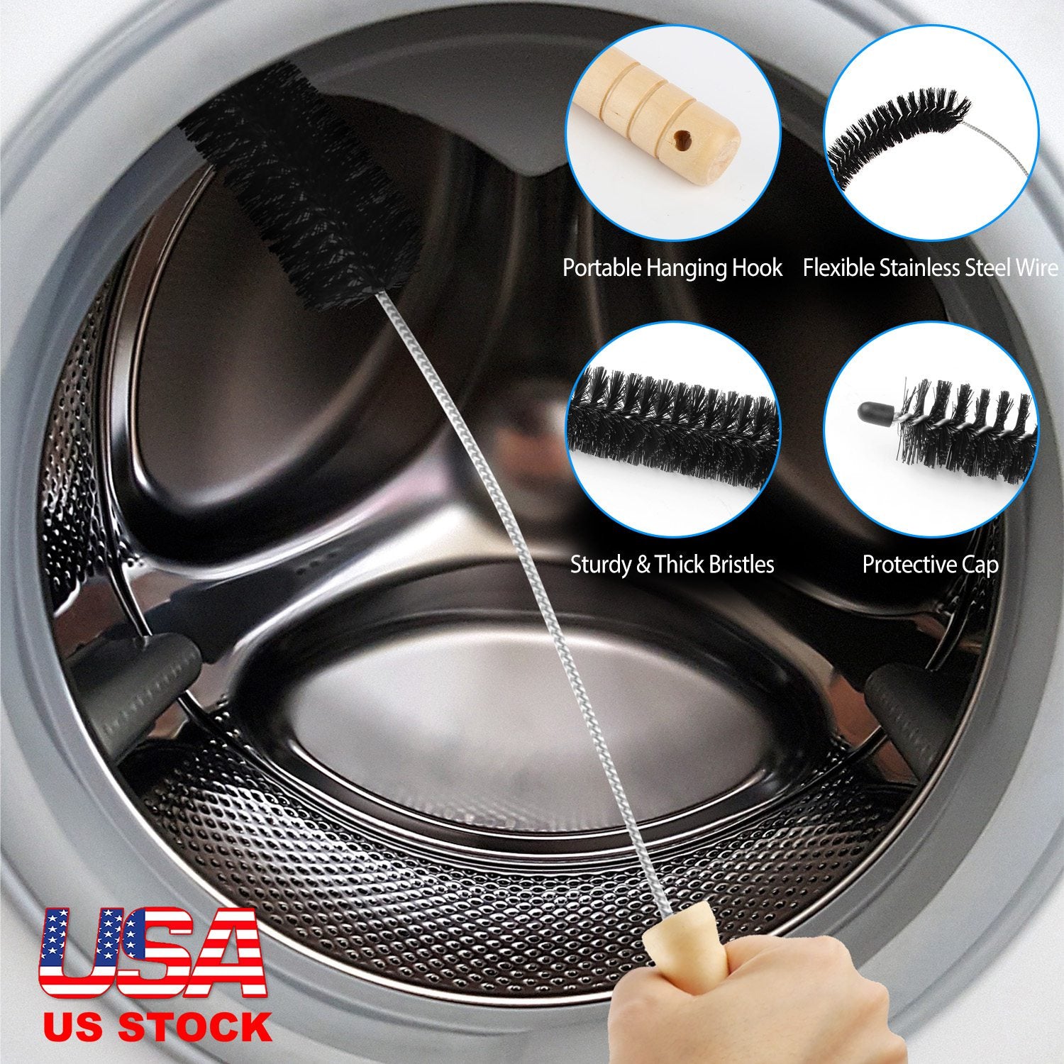 Dryer Vent Cleaner Kit Flexible Long Clothes Dryer Lint Brush Vent Trap Refrigerator Coil Cleaning Brush