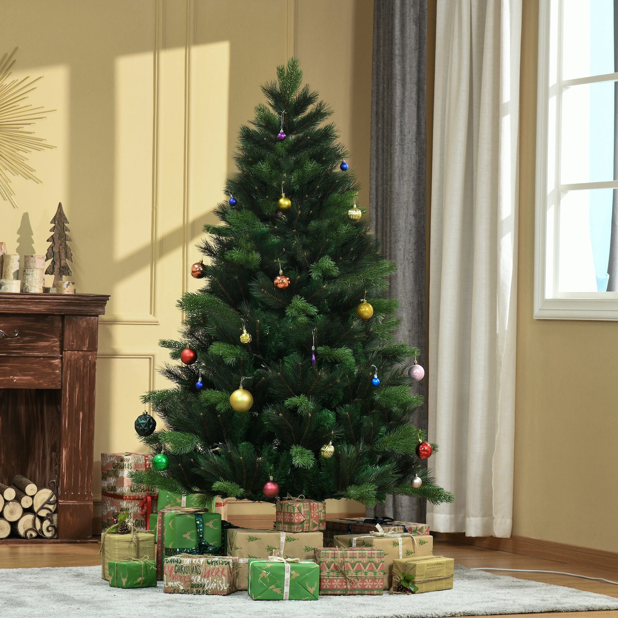 HOMCOM 6FT Artificial Christmas Tree Xmas Tree Holiday Home Decoration with Automatic Open, Green 