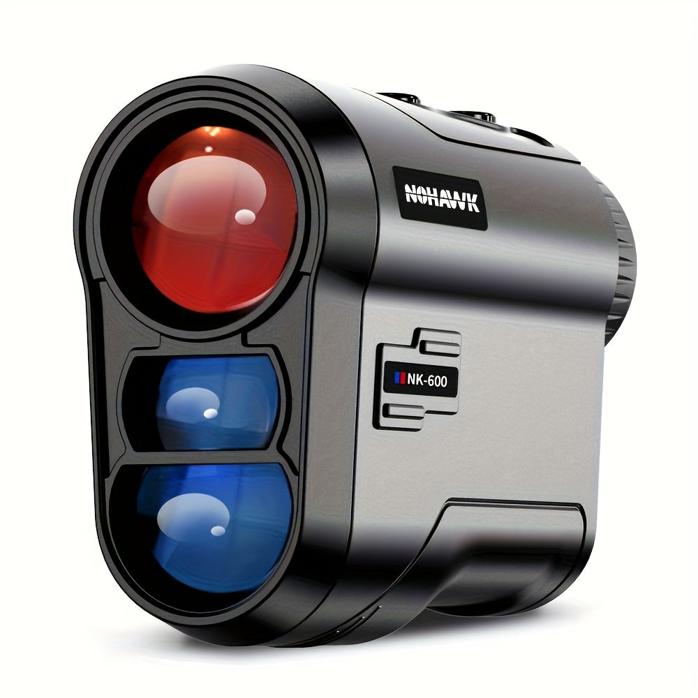 Nohawk 600m/2000ft Golf Range Finder – USB Rechargeable with Angle Switch, Slope Compensation, Flag Locking, 6X Magnification – Durable Black and Red Plastic Case, Modern Golf Accessory 