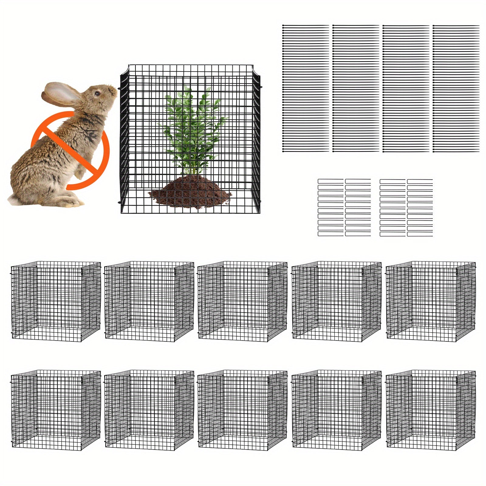 10 Pack Plant Protector from Animals, 12'' x 12'' Chicken Wire Plant Protector, Plant Cages for Outdoor Plants, Flowers & Vegetables, Keeps Bunny Chicken Squirrels Out, 40pcs Metal Mesh 