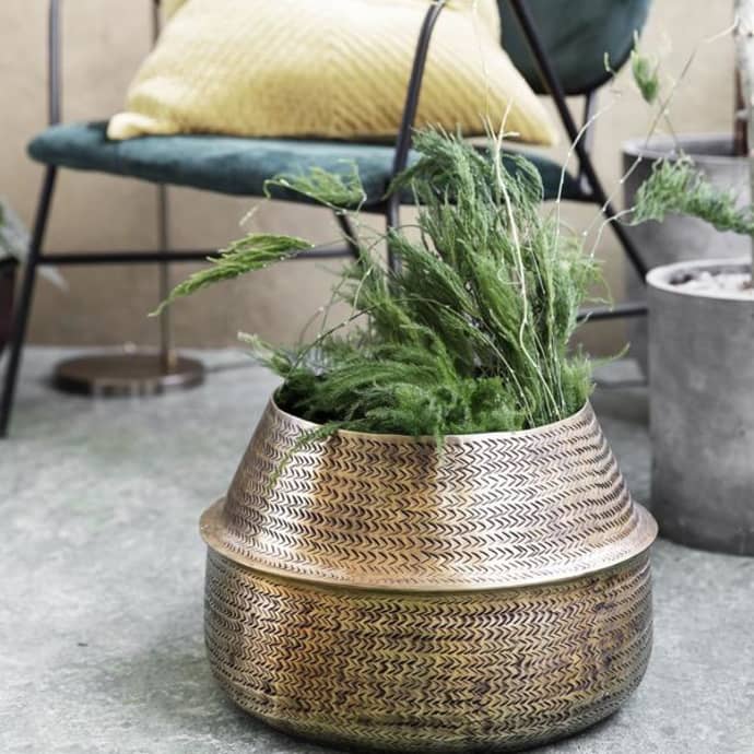 Aleta - Rattan Brass Finish Planter 