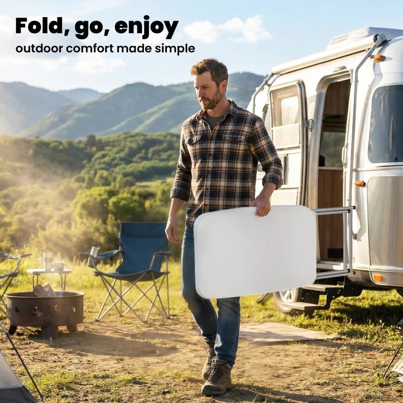 Folding Picnic Table 5-Level Height Adjustment, Portable Camping Table for Outdoor Indoor Use 30" x 20", White