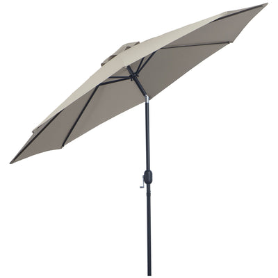 Outsunny 10'x 8' Steel Frame Round Market Patio Sun Umbrella Garden Parasol Outdoor Sunshade Canopy (Light Grey) 