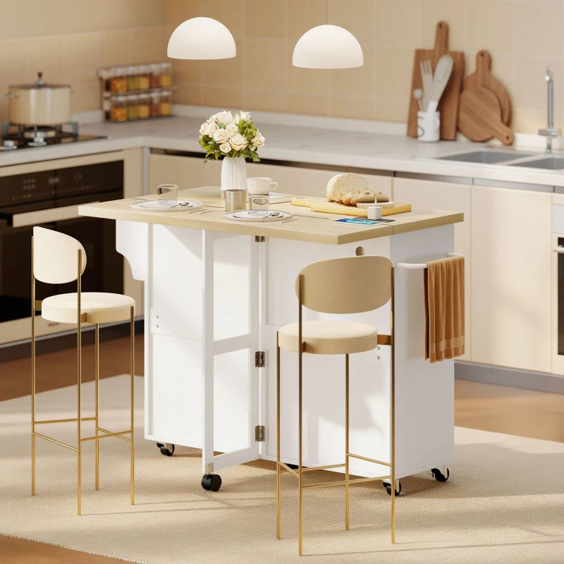 Kitchen Island with Storage, Rolling Kitchen Cart with Charging Station, Drop Leaf, Spice Rack, Towel Rack, Drawers