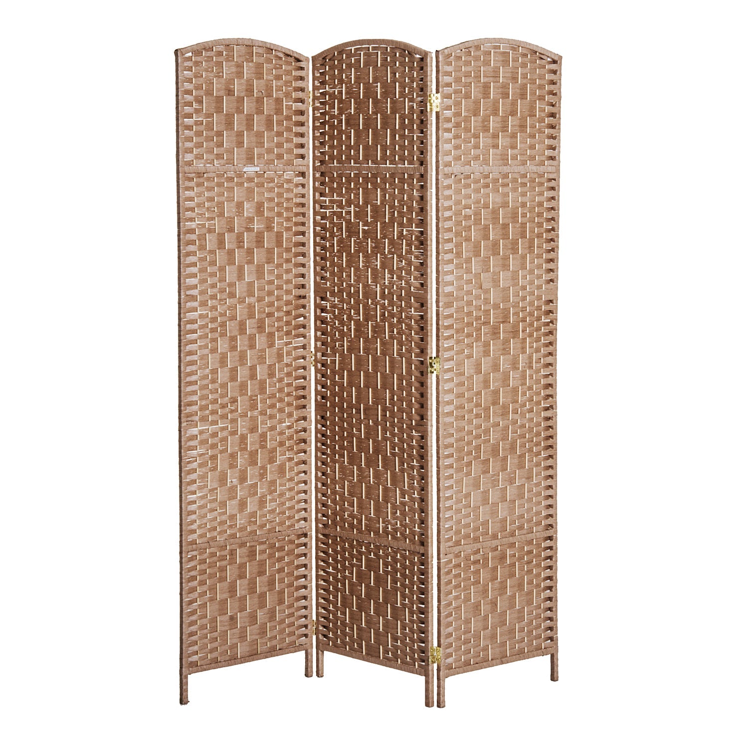 HOMCOM Natural Woven Room Divider: 6 Tall Wicker Weave Panels, 3 Panel Privacy Screen, Blonde Wood for Indoor Spaces 