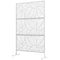 Outsunny 6.5FT Decorative Outdoor Divider, Metal Privacy Screen with Stand, Large Leaf Style, White