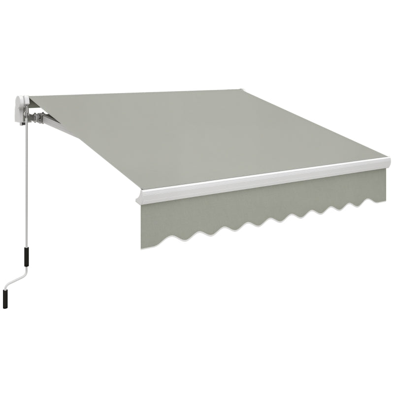 8'x7' Patio Awning Manual Retractable Sun Shade Outdoor Deck Canopy Shelter, Light Grey