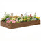 8 x 4 x 1ft Galvanized Raised Garden Bed, Reinforced Outdoor Planter Box with Open Bottom, Distressed Brown
