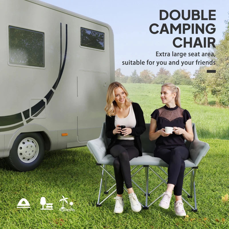 Double Camping Chair, Oversized Camping Loveseat for Adults, Heavy Duty Folding Camp Chair, Support 529 lbs