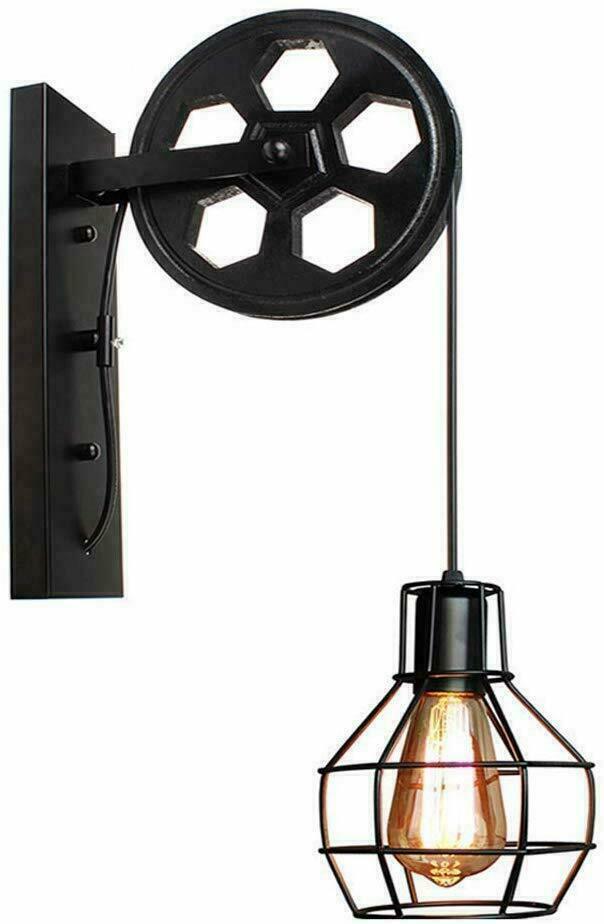 Industrial Pulley Wall Sconce Cage Wall Light Home Restaurant Farmhouse~1163