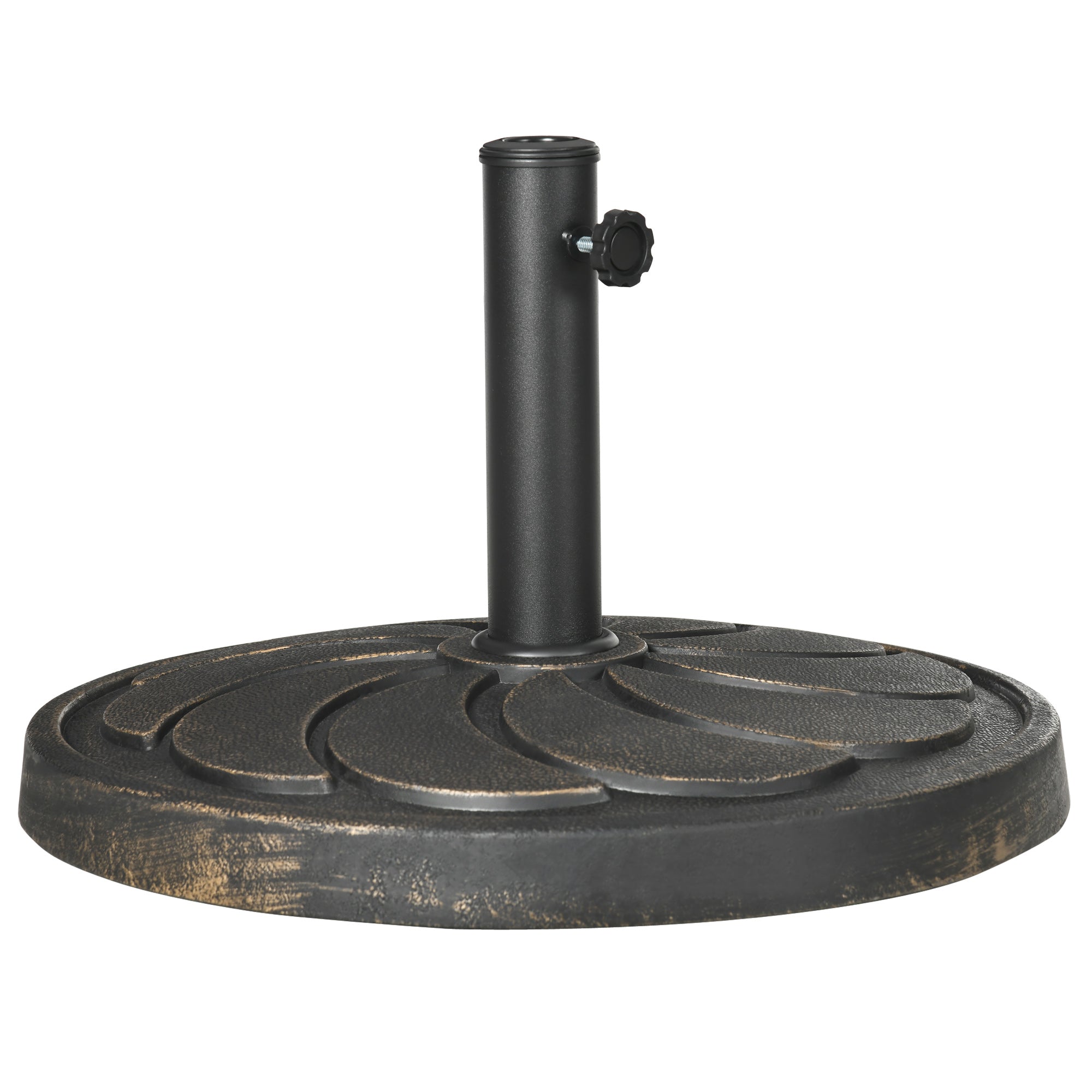 Outsunny 40lb Patio Umbrella Base: Heavy Duty 21" Round Resin Stand for Outdoor Use, Bronze 