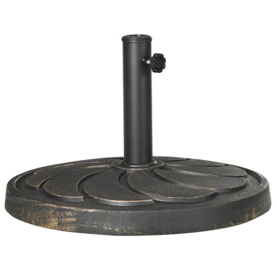 Outsunny 40lb Patio Umbrella Base: Heavy Duty 21" Round Resin Stand for Outdoor Use, Bronze 