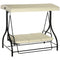 Outsunny Convertible Patio Swing Bed with Canopy and Cushions, 3 Seater Porch Swing for Outdoor, Backyard, Garden, Beige