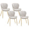 Dining Chairs Set of 4, Modern Accent Chair with Cushioned Backrest, Upholstery for Living Room, Cream White