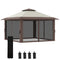 Outsunny 13' x 13' Pop Up Canopy, 2-Tier Roof Easy up Tent Shelter with Nettings Carry Bag Weight Bags for Garden, Patio, Beige