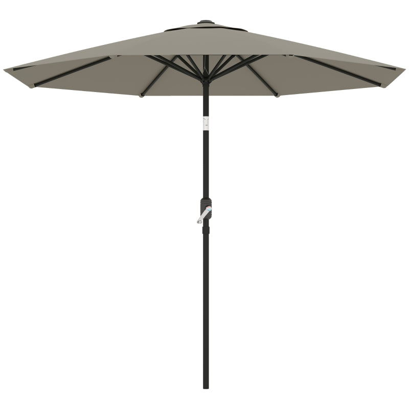 Aluminum Patio Umbrella, Garden Outdoor Parasol, Sun Shelter, 8.5ft, Light Grey