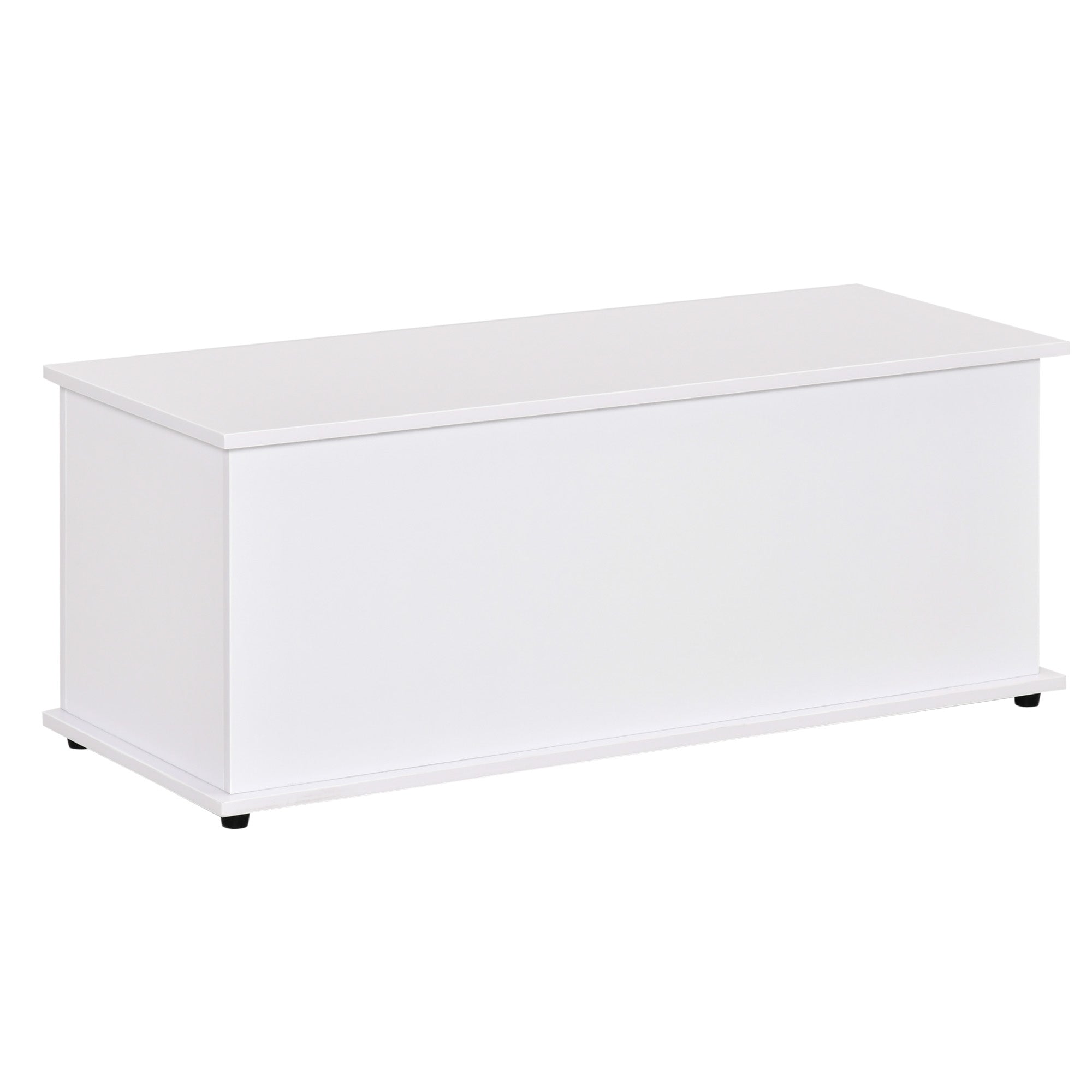 HOMCOM Wooden Storage Box Clothes Toy Chest Flip-Top Lid Bench Seat Ottoman Blanket Trunk White 