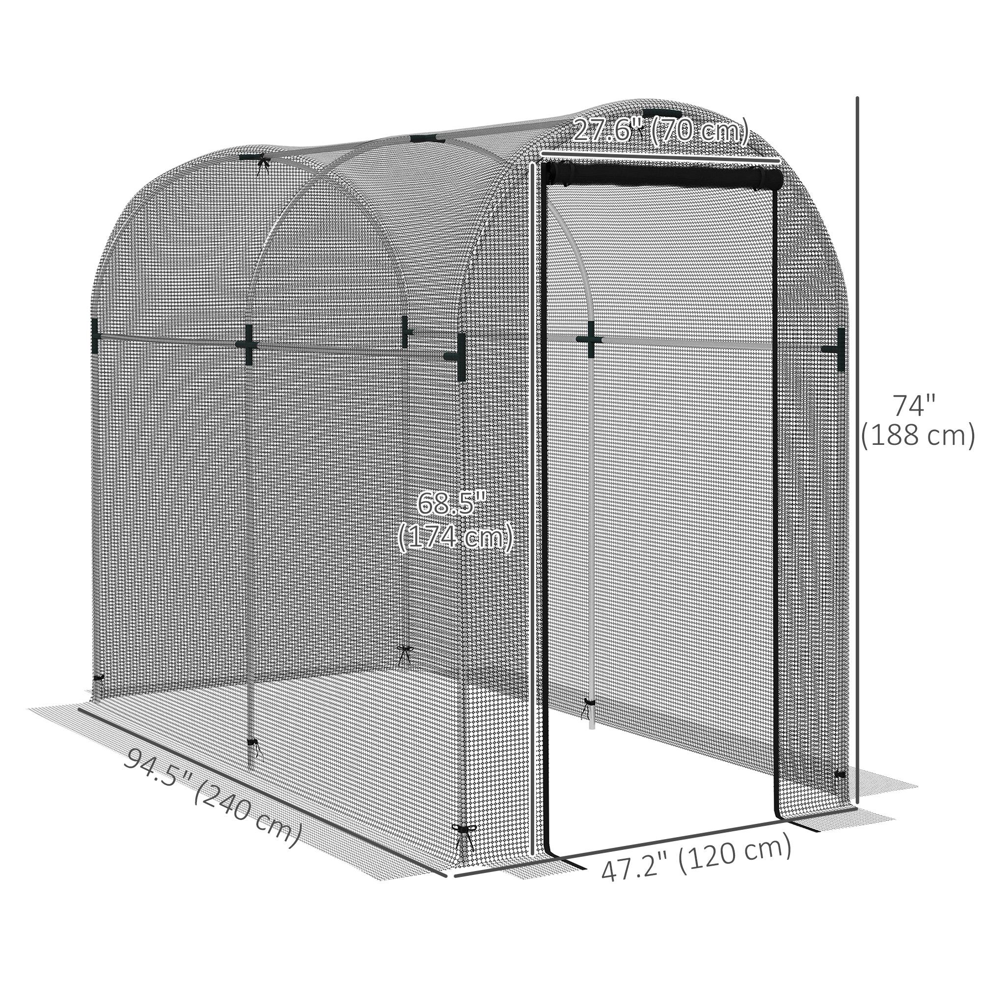 Outsunny Plant Protection Tent Galvanized Steel Crop Cage with Zippered Door 4'x8' Black for Outdoor Gardening 