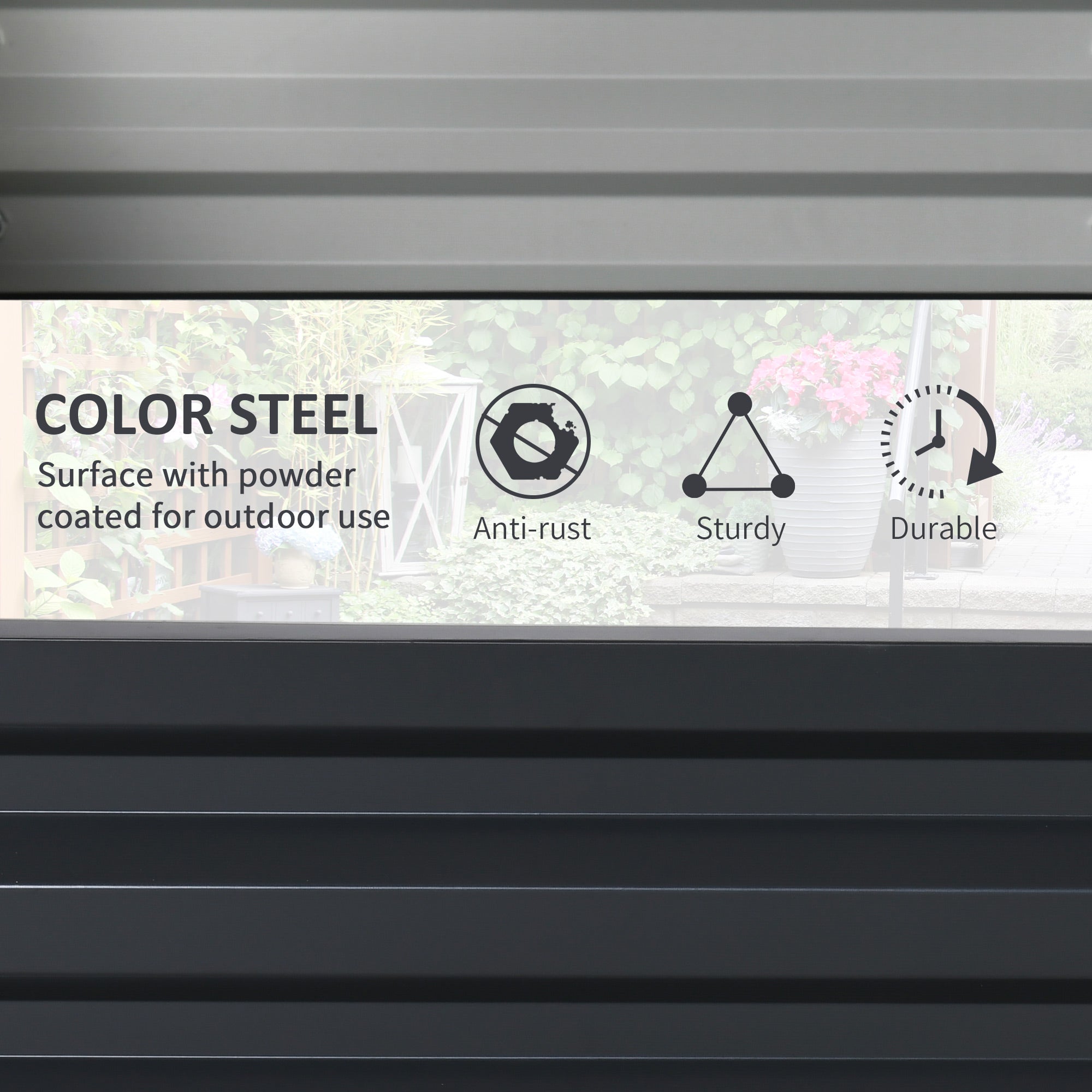 Outsunny 4' x 4' x 1' Raised Galvanized Steel Garden Bed Planter Box for Vegetables Flowers Herbs Grey 