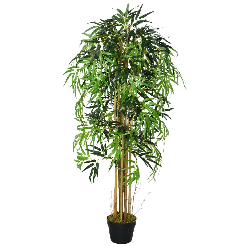 5FT Artificial Bamboo Tree, Fake Plant with 1095 Leaves, Greenery Plant in Nursery Pot for Indoor, Green