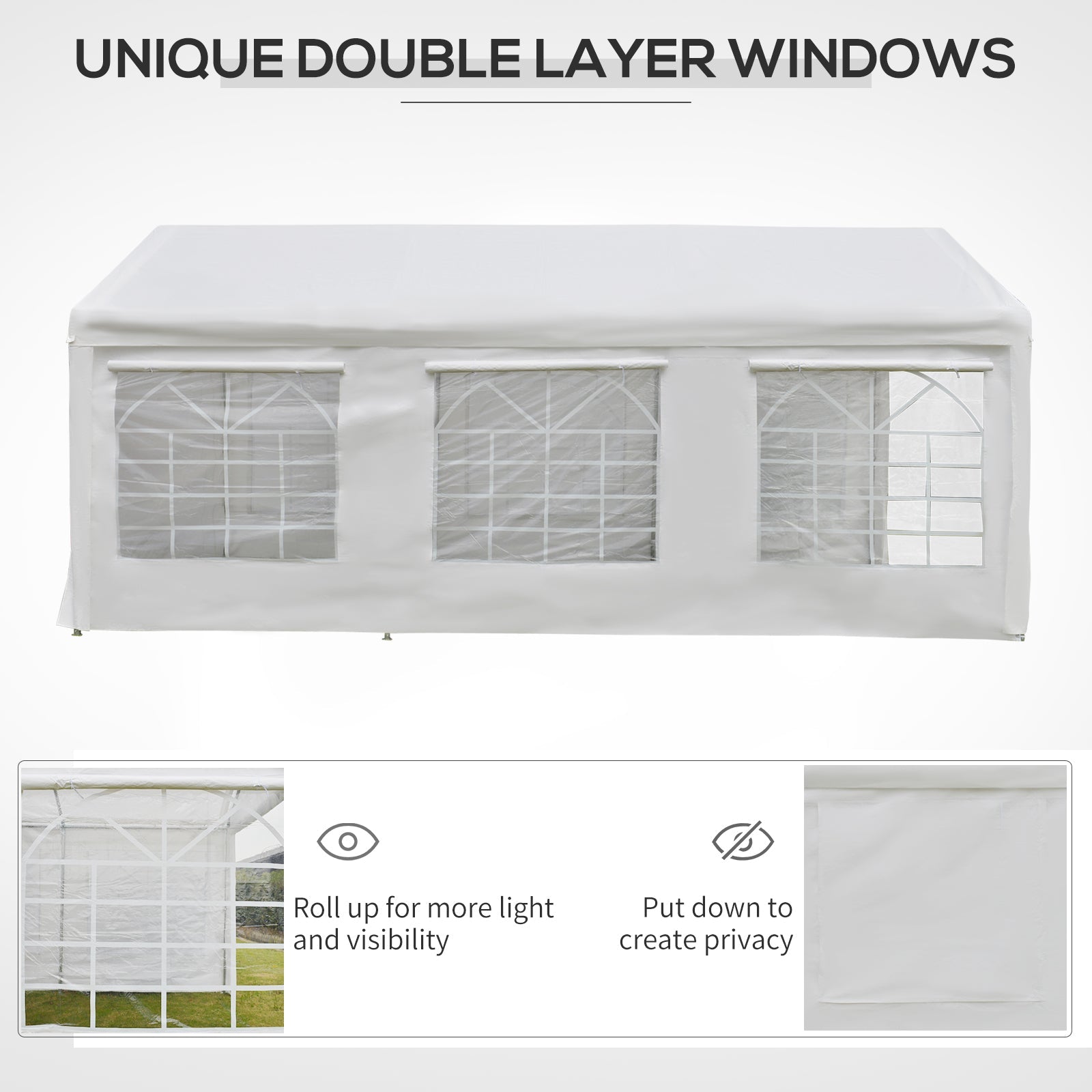 Outsunny 20'x10' Heavy Duty Outdoor Car Canopy Tent Shelter with Water-Resistant Sidewalls White 