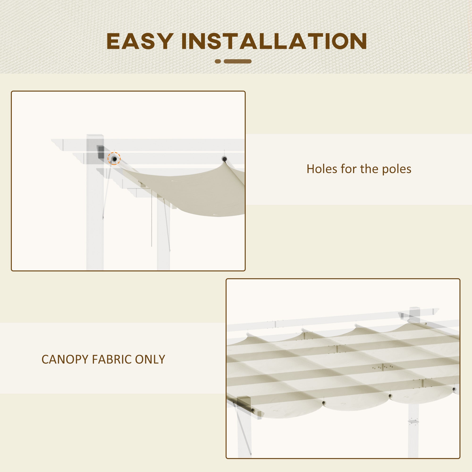 Outsunny Retractable Pergola Canopy Cover Replacement for 13.1' x 9.8' Pergola, Cream White 