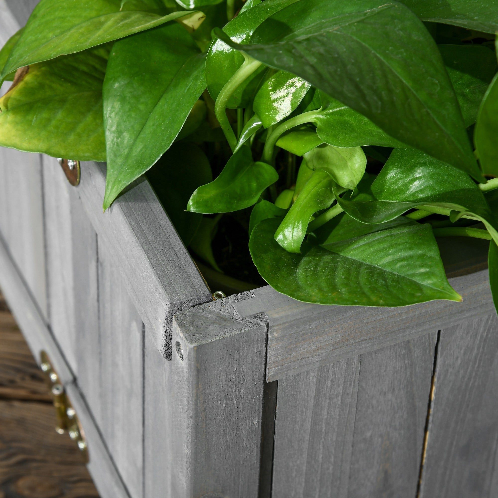 Outsunny Foldable Wooden Elevated Planter Box Grey Raised Garden Bed for Vegetables, Herbs, Flowers Patio & Backyard Gardening 