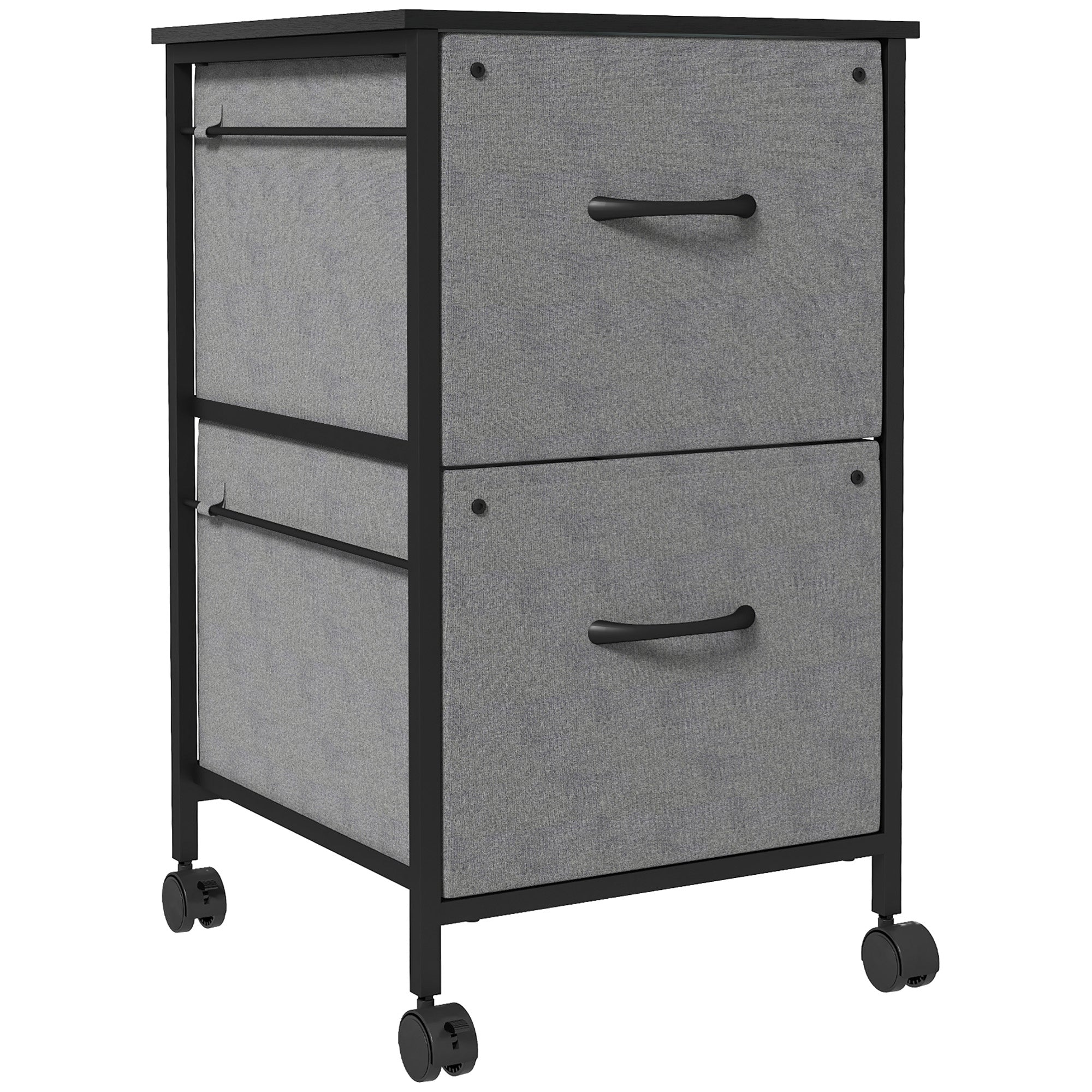 Vinsetto Fabric File Vault: Vertical 2-Drawer Cabinet with Hanging Rails for Stylish Office Document Storage, Dark Grey 