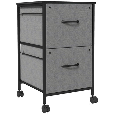 Vinsetto Fabric File Vault: Vertical 2-Drawer Cabinet with Hanging Rails for Stylish Office Document Storage, Dark Grey 