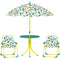 Qaba Kids Picnic Table, Kids Table and Chair Set with 2 Folding Chairs and Umbrella for Backyard, Garden, Patio, Green