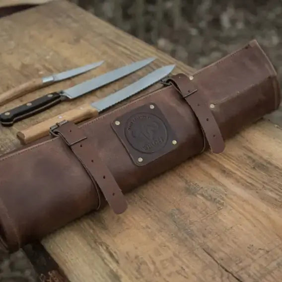 WITLOFT -  Handmade leather Knife Role ( 5 Compartments) 