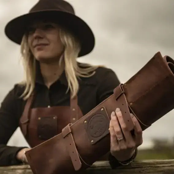 WITLOFT -  Handmade leather Knife Role ( 5 Compartments) 