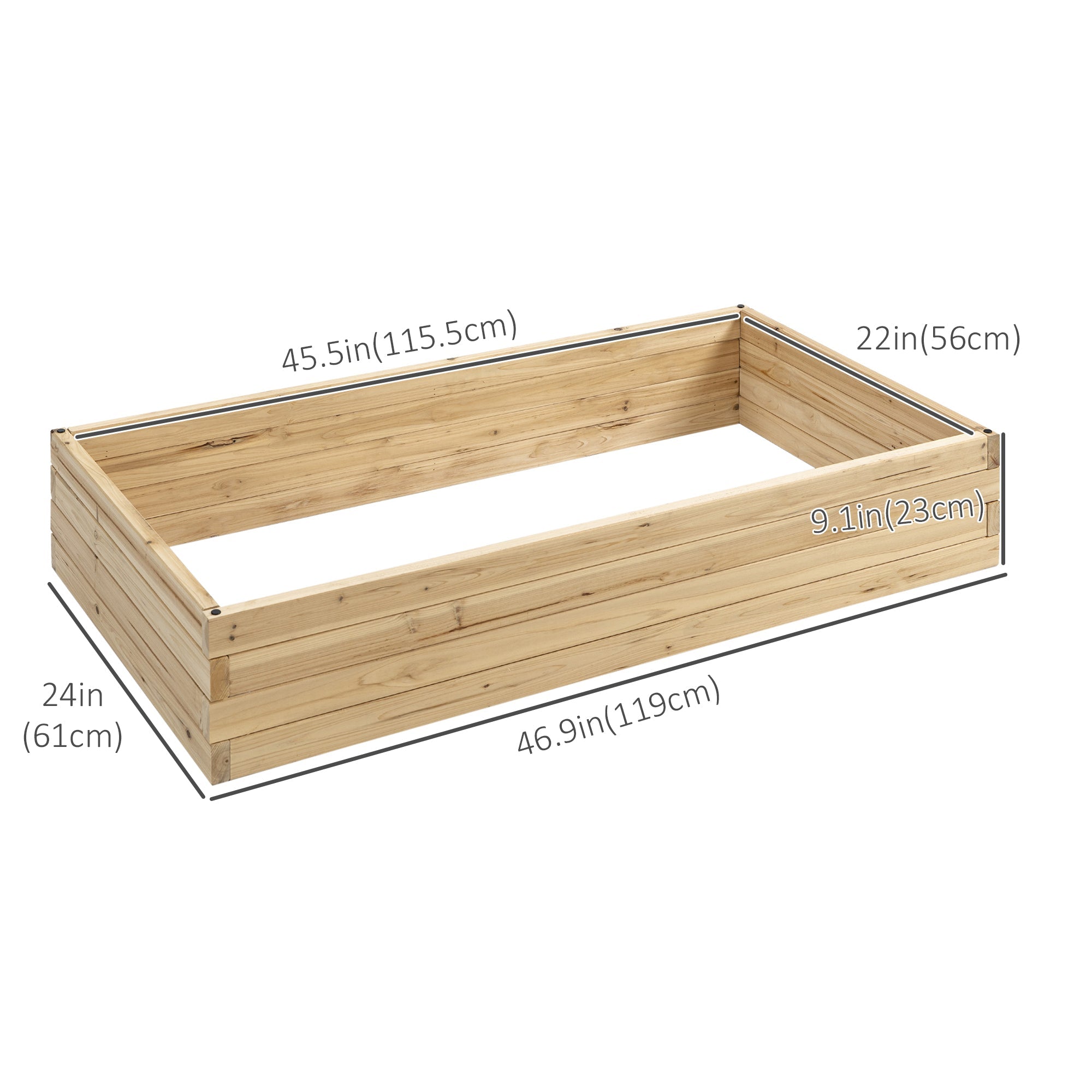 Outsunny Raised Garden Bed 46" x 24" x 9" Outdoor Wooden Planter Box Vegetables Flowers Fruits Herbs 