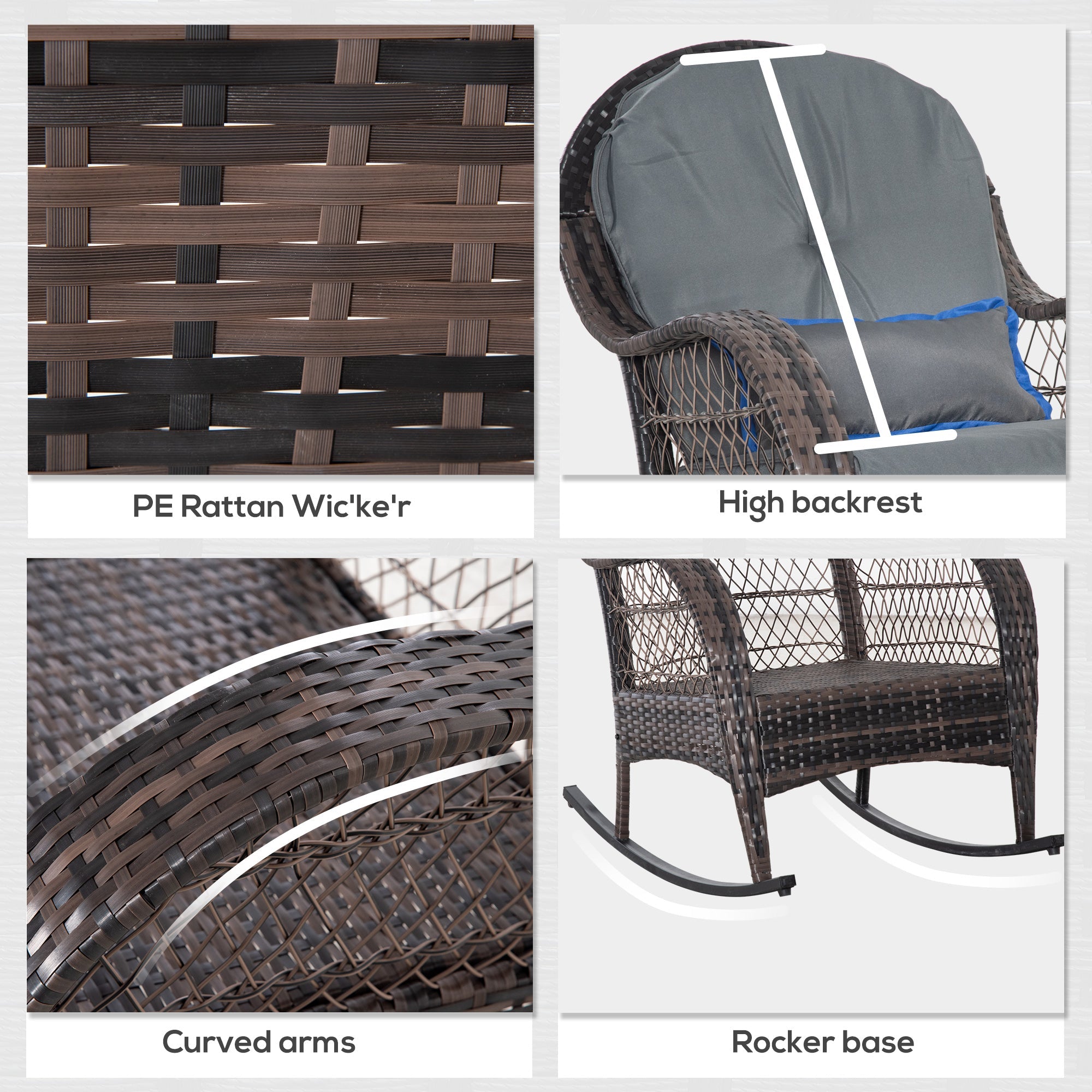 Outsunny Rattan Respite: PE Wicker Garden Patio Relaxer Chair with Cushion, Grey Outdoor Oasis 