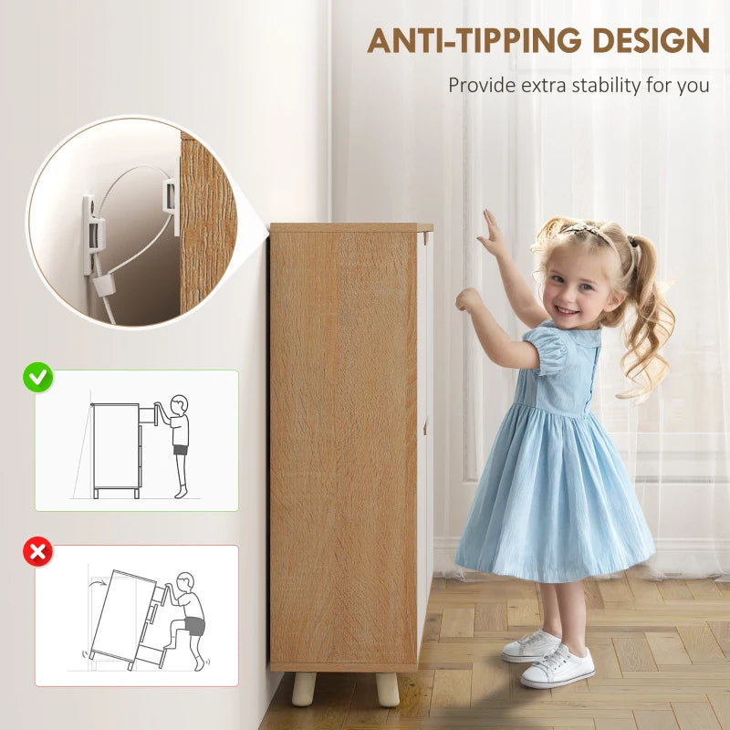 Narrow Shoe Cabinet, Shoe Storage Cabinet with 4 Flip Drawers and Adjustable Shelves for 16 Pairs of Shoes, Natural