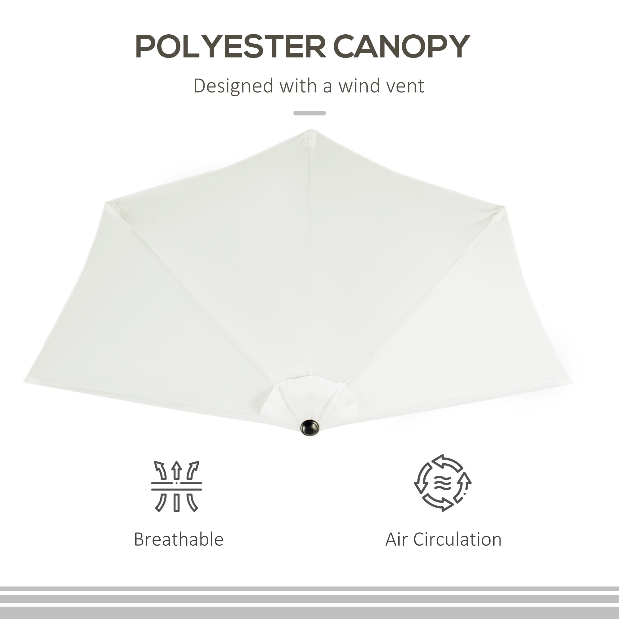 Outsunny 9ft Half Round Balcony Umbrella: Patio Garden Parasol Sun Shade, Beige 