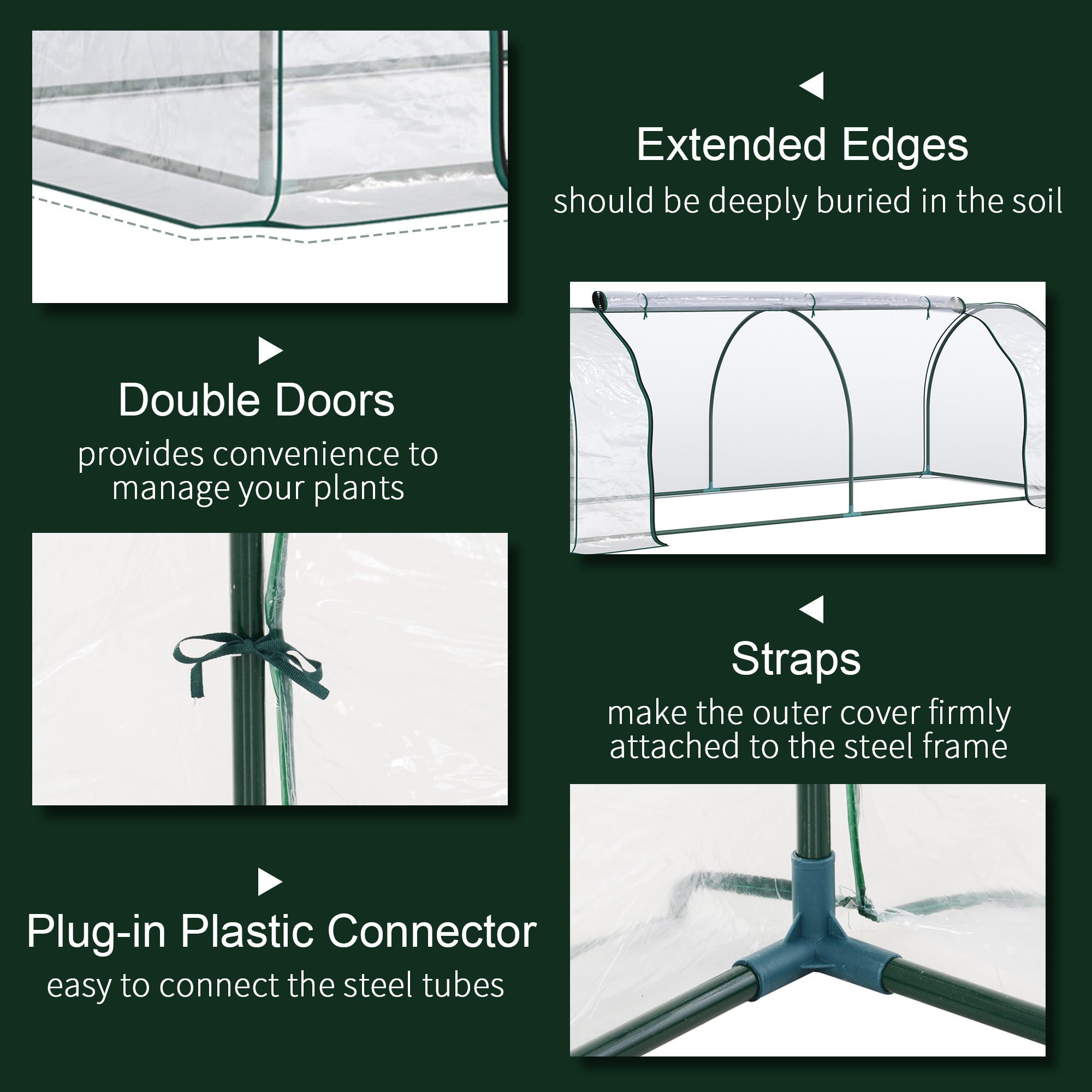 Outsunny Transparent Mini Greenhouse: 99"x39"x32" Portable Hot House with Zippered Doors for Indoor/Outdoor 