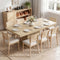 Extendable Dining Table with Storage Cabinet & Adjustable Shelf – Natural Wood