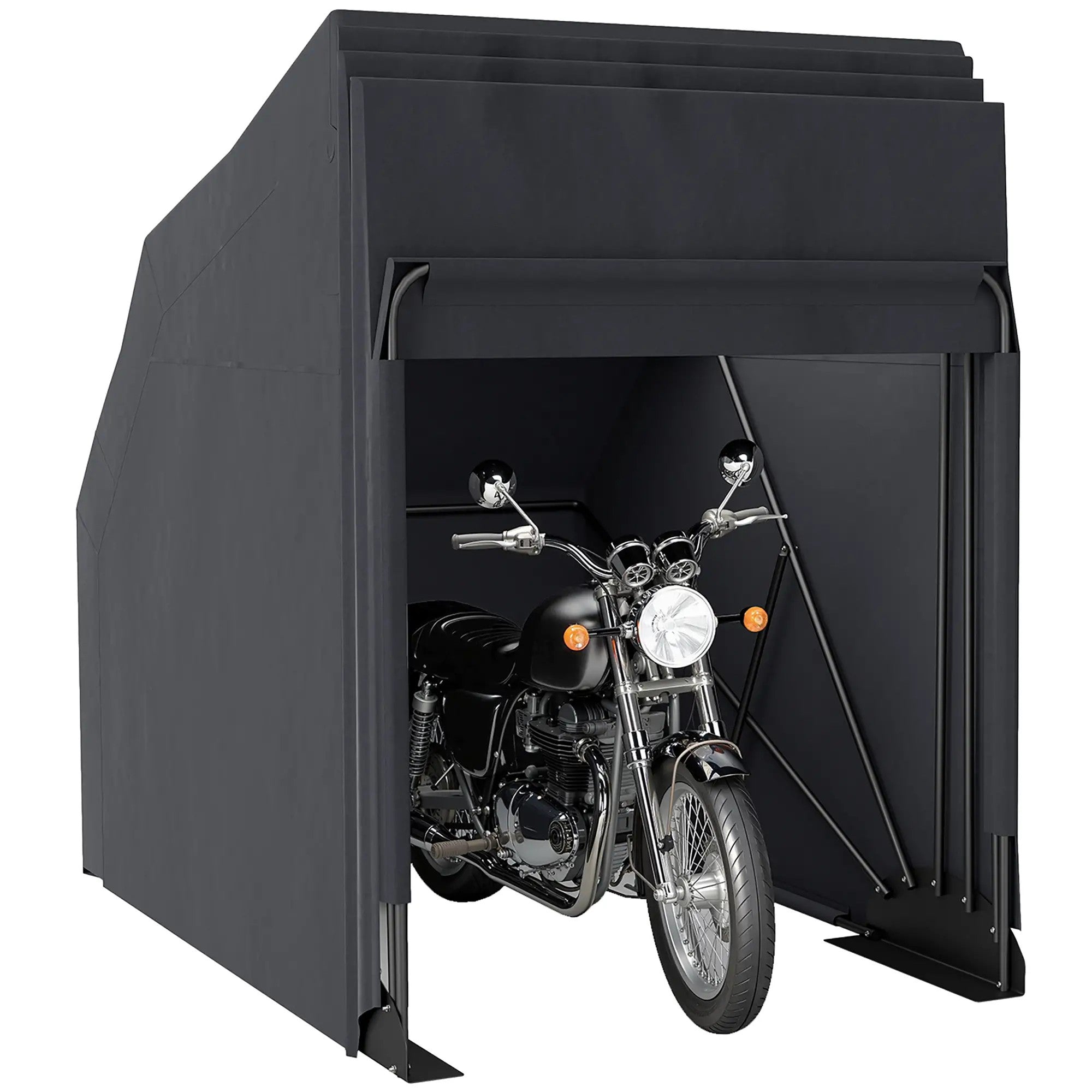 Outsunny Motorcycle Shelter, Waterproof Motorcycle Cover Tent with 2 Mesh Windows, UV Protected & Dustproof Bike Storage Shed 