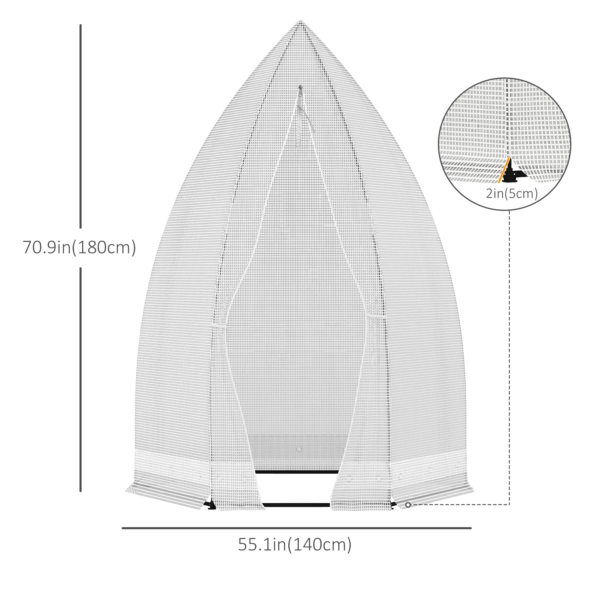 Outsunny Portable Greenhouse: 55"x55"x71" White Zippered Door Outdoor Garden Patio Hot House 