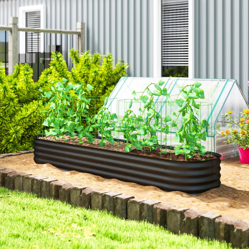 7.9 x 2 x 1ft Galvanized Raised Garden Bed Kit, Metal Planter Box with Safety Edging, Black