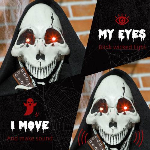 HOMCOM 4.3 Outdoor Halloween Decoration Animatronic Guitar-playing Grim Reaper, Sound And Motion Activated Animated Prop With Light Up Eyes  Guitar Music 