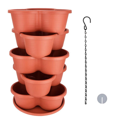 5 Tier Vertical Stackable Planter Garden Tower Stackable Planter Outdoor Gardening Pots for Strawberries Flowers Herbs Vegetables 