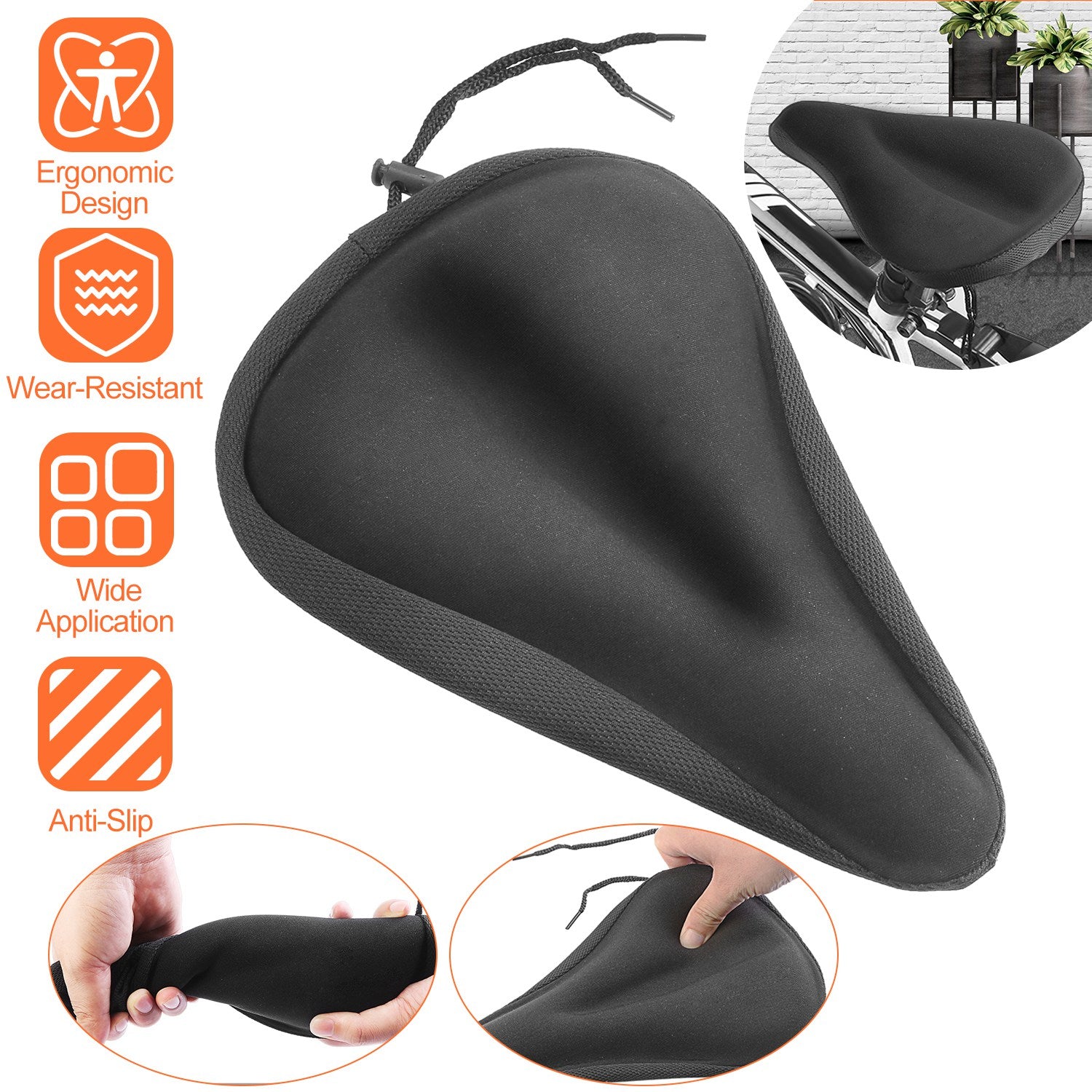 Bike Seat Cover Anti-Slip Comfortable Bicycle Padded Saddle Cover Wear Resistant Soft Gel Cushion For Narrow Bike Seats Mountain Bike Seat