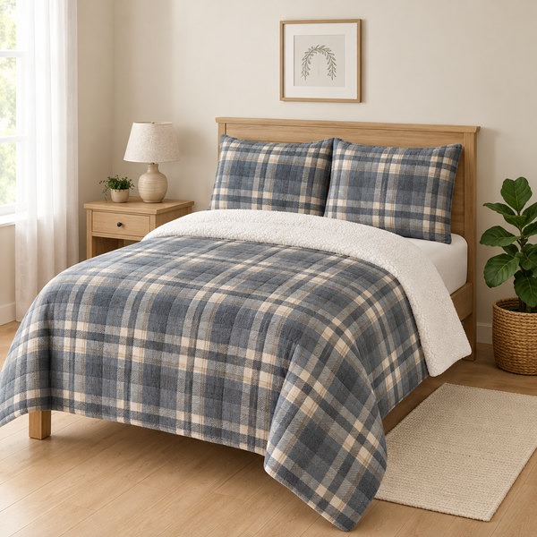3-Piece Faux Mink Sherpa Comforter, Double/Queen, Hamilton
