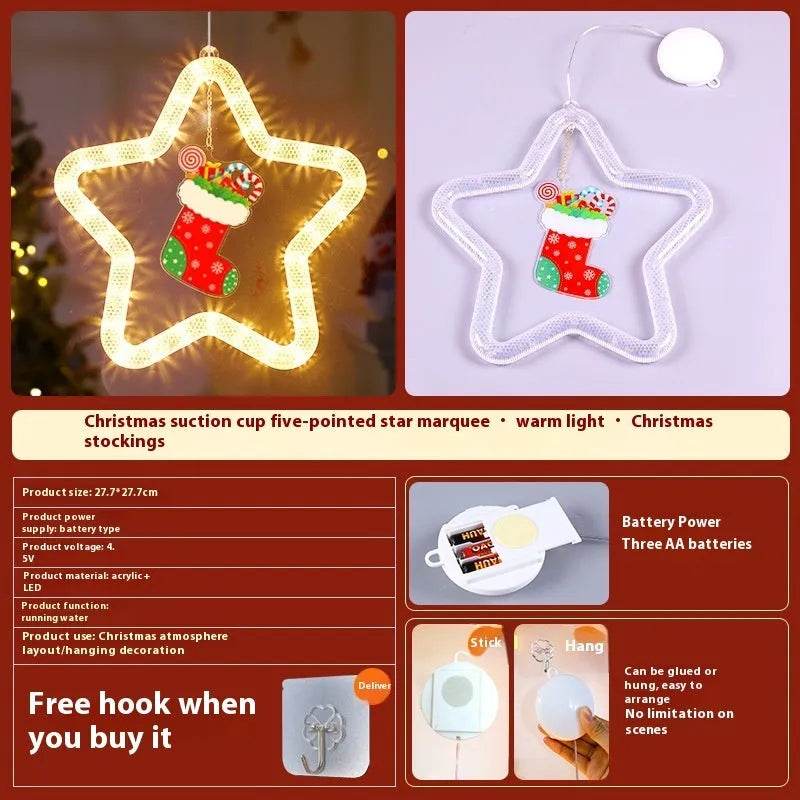 Christmas Pendant Decoration Christmas Atmosphere Led Lights Led Christmas Star Light Decoration For Window Door For Holiday 
