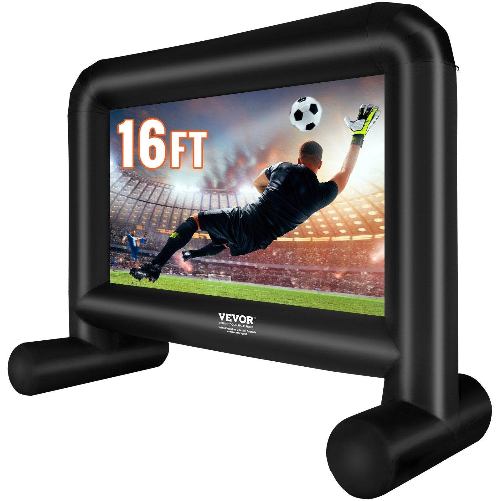 Inflatable Movie Screen, 16 FT Inflatable Projector Screen For Outside With Blower And Carrying Bag, Front Rear Projection, Oxford Fabric Blow Up Screen For Outdoor Parties Backyard Movie Nig 