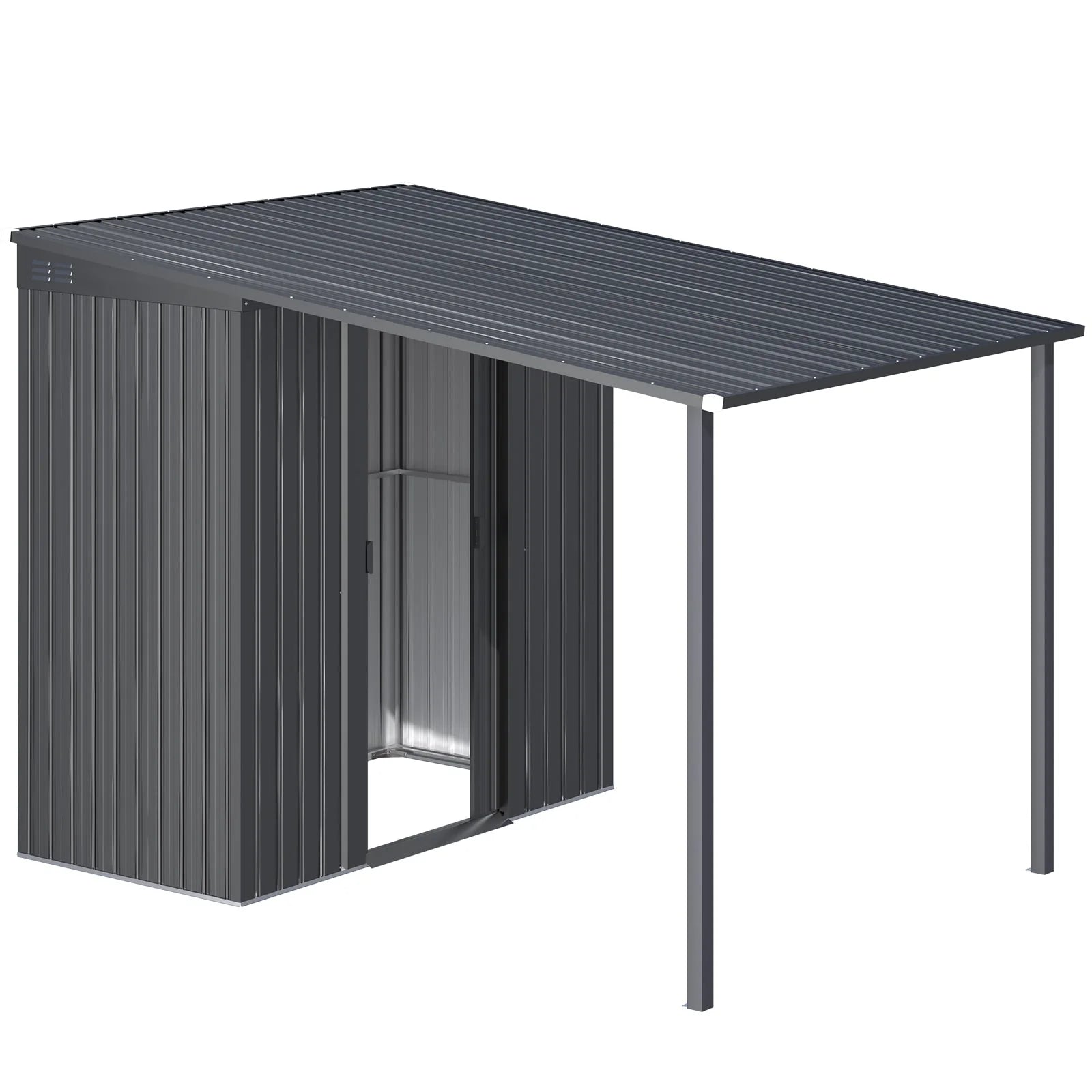 5' x 8' Metal Outdoor Grill Gazebo with 215 Cu. Ft. Lean-To Storage Shed, Galvanized Steel Hardtop Shelter