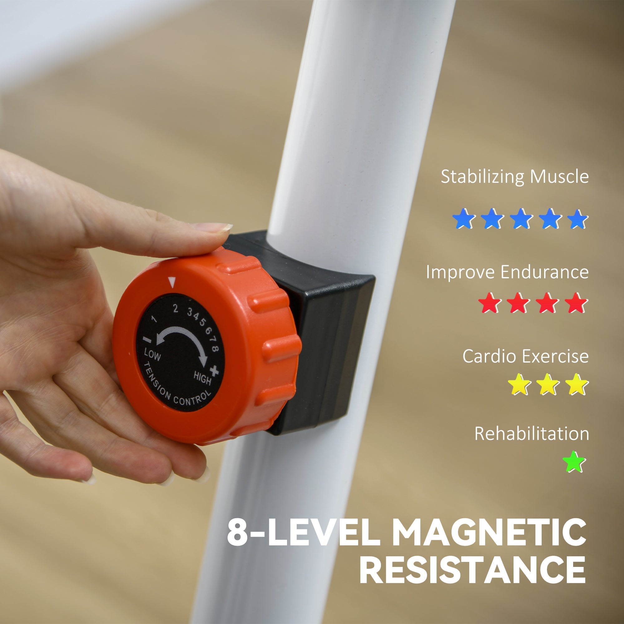 Soozier Quiet Exercise Bike Stationary Bike with 8-Level Magnetic Resistance, Heart-Rate Sensor 